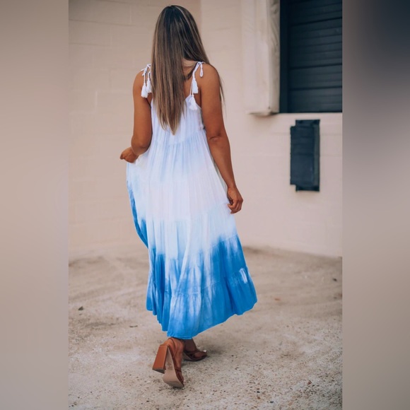 NWT Indy Blue Multi Tie Dye Midi Dress - Picture 3 of 6